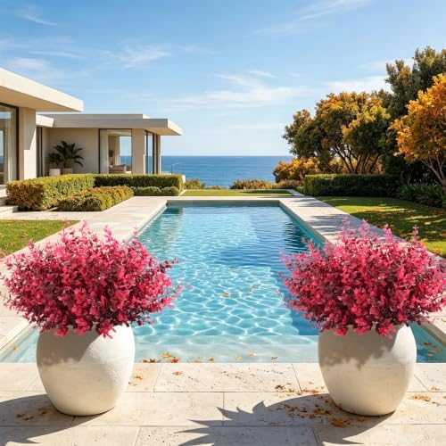 RECUTMS 13.8" 12 Bundles Artificial Flowers for Outdoors Faux Boxwood Plant - Image 7