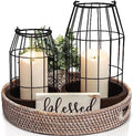 Rustic Farmhouse Lantern Decor Set of 2 - Stylish Decorative Lanterns by KIBAGA