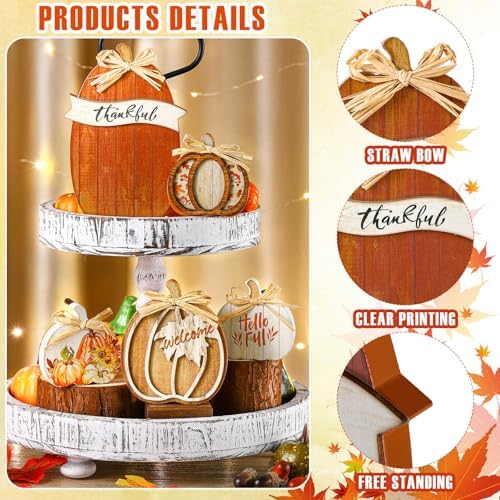 5 Pcs Fall Decor for Home Brown Pumpkin Table Centerpiece for Tiered Tray - Image 3