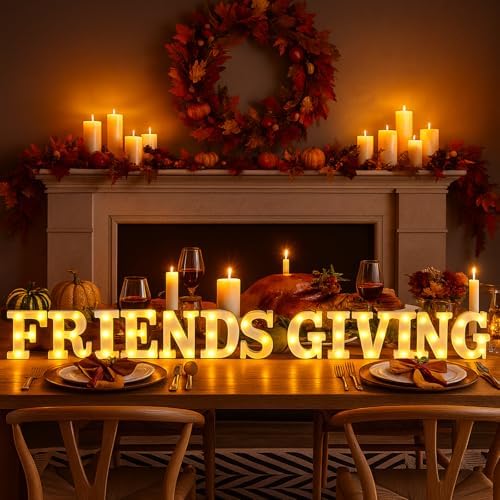 Honoson 13 Pcs Friendsgiving Party Decorations Friendsgiving Lights up Sign - Image 6