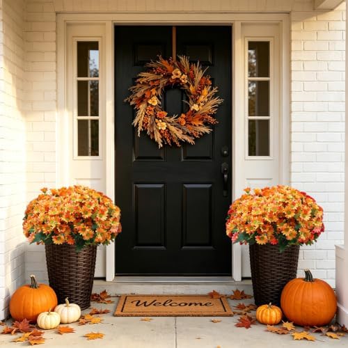 8 Bundles Artificial Daisy Flowers for Outdoors, UV Resistant Faux Daisy Mums for Outdoor Planters, Front Porch, Patio, Yard, Garden, Window Box Spring Summer Fall Decor, Orange - Image 5