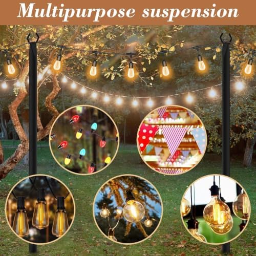 NUERPO 10 Pack String Light Poles,Metal Poles for Hanging Outdoor Light Strings,10 Pack 10 FT Light Poles Stand for Outside Garden,Patio,Wedding,Backyard,Deck,Party - Image 3