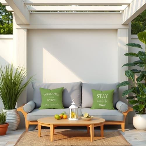 PANDICORN Outdoor Decorative Throw Pillow Covers 18x18 Set of 2, Lime Green - Image 2