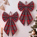 Suncalla 2 Pcs Red Green Christmas Tartan Plaid Wreath Bows 18'' x 12'' by Unknown
