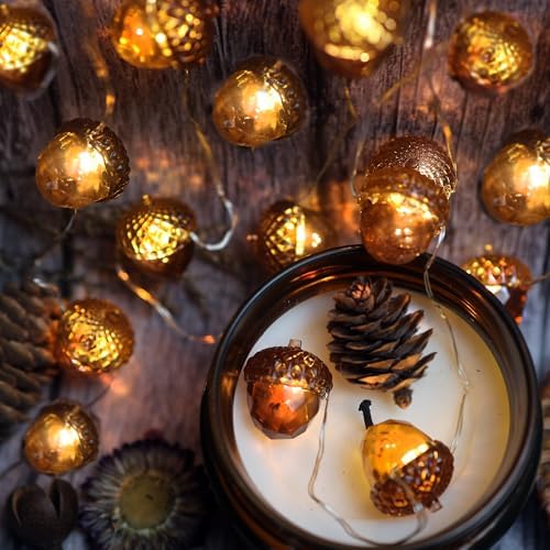 Acorn String Lights 10FT 30LED USB Power – Realistic 3D Acorn with Diamond Cut Design, Durable 0.45mm Copper Wire, Warm White Fairy Lights for Bedroom Harvest Mantel Rustic Garland Dorm Table Decor - Image 5
