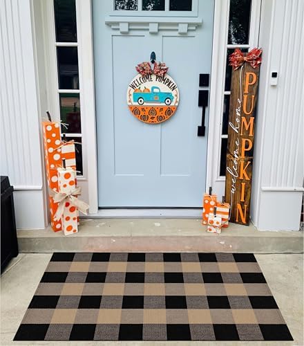 Black and Tan Layered Doormat 27.5"x43.3"Fall Door Mats Outdoor Decor - Image 7