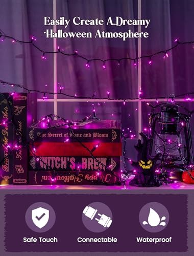 woohaha Purple Halloween Mini String Lights,11FT 50 Count with Black Wire - Image 5