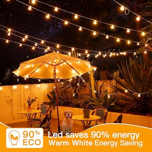 Ollny Outdoor String Lights, 100FT LED Patio Lights Waterproof White Wire - Image 7