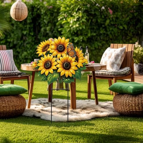 Amyhill 20 Inch Summer Sunflower Metal Outdoor Decor Garden Stake - Image 4