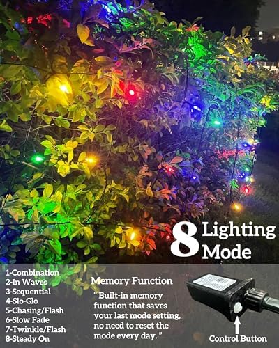 Led Christmas Net Lights Outdoor Connectable, 120LED 5ft x 6ft Waterproof 8 Modes Black Wire 29V Plug in Mesh Lights for Garden Yard Bushes Trunk Tree Decor - Image 4