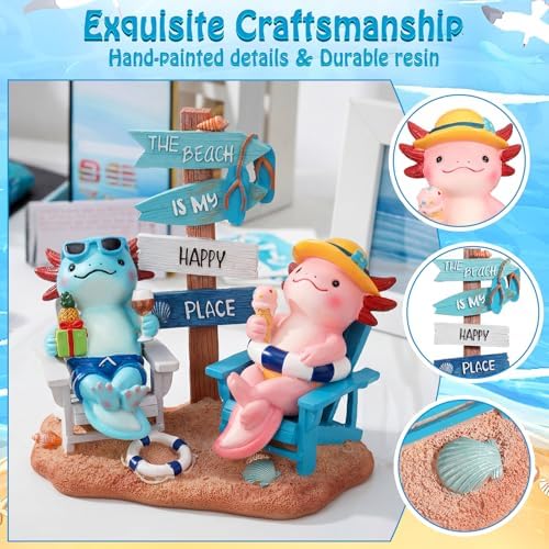 Wonderjune Beach House Decor Resin Sign Figurine for Mantle,Axolotl - Image 3