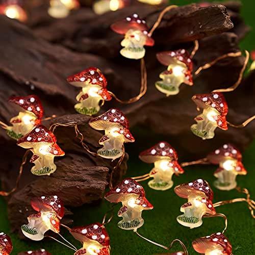Garden Décor Solar Powered Outdoor String Light Mushroom Lamp Solar Garden Fairy Lights Mushroom Night Lights Gifts Cottage core Décor 14ft 40LEDs Solar Pathway Fence Yard Window Mushroom Decor - Image 3