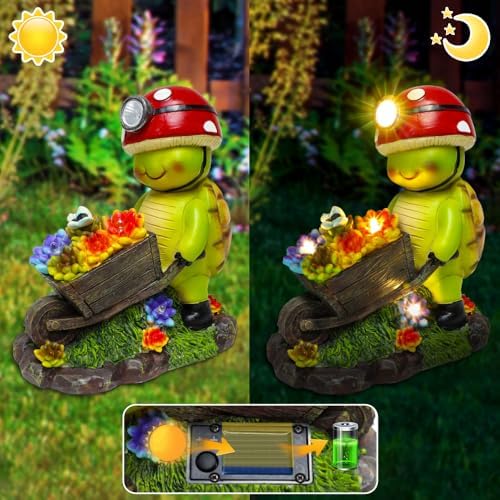 SunGlee Solar Light Turtle Outdoor Garden, Turtle Solar Light for Outdoors Yard Patio Decor 4 LED Sun Powered Outsides Turtles Decor Light Up Garden Statue Gardening Gift for Women Mother Decoration - Image 4