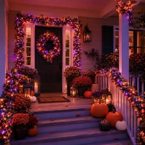 Nisocy 100FT Purple and Orange Halloween String Lights - Image 5
