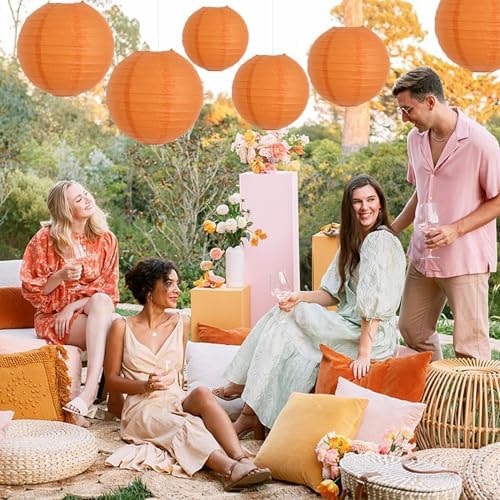 BEISHIDA 10 Inch Orange Paper Lanterns 6Packs Hanging Round Chinese Lantern - Image 4