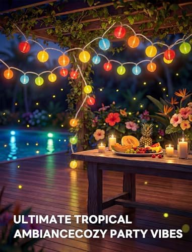 Multicolor Lantern String Lights Outdoor, 8.5FT Plug-in Patio String Lights with 10 Mini Hanging Lanterns, Waterproof Decorative Lights for Garden, Bedroom, Bistro, Christmas Party - Image 5