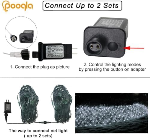 Pooqla Cool White Net Lights, 28x 5ft Christmas Lights Outdoor Green Wire - Image 6
