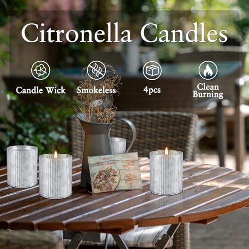 4Pack Citronella Candles Outdoor Indoor, 4oz Silver Canned Candle - Image 4