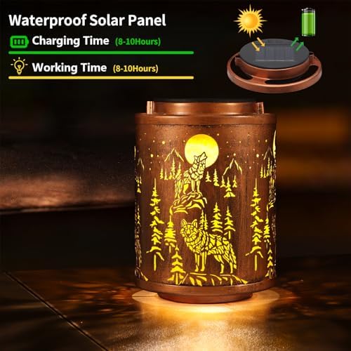 Wolf Solar Lanterns Hanging Waterproof Garden Decor Gifts for Women - Image 2