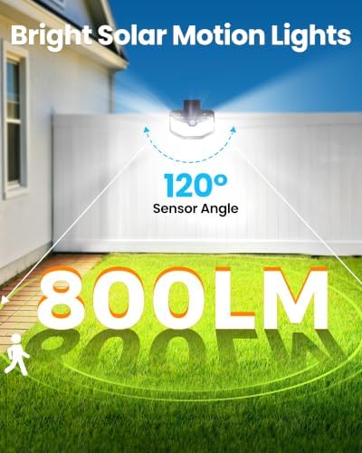 800LM Clip On Solar Lights Outdoor, 270° Wide Angle Motion Sensor Outdoor Lights with 115 LEDs & 3 Modes, IP65 Waterproof Solar Fence Lights Outdoor for Deck, Gutter, Patio, Backyard, Railing 2Pack - Image 4