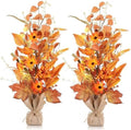 YLOLUL 2 Pcs 22 Inch Artificial Fall Tree Tabletop Decorations, Fake Berry Maple Leaf Thanksgiving Centerpieces for Table, Autumn Harvest Wedding Holiday Party Home Fireplace Mantle Decor by Unknown