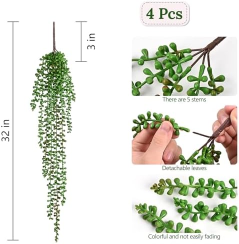 Waipfaru 4Pcs Artificial Hanging Plants for Outdoors, Fake Vines Greenery - Image 5