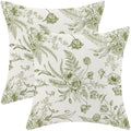 CXMEIFLY Sage Green Floral Leaves Chinoiserie Decorative Throw Pillow Covers Set of 2, 18x18 Inch, Perfect for Living Room, Bedroom, Outdoor Gardens by CXMEIFLY