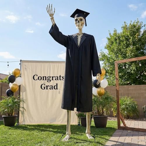 2 Pcs Graduation Outfit for 12 Ft Skeleton Gown and Cap Accessories - Image 3