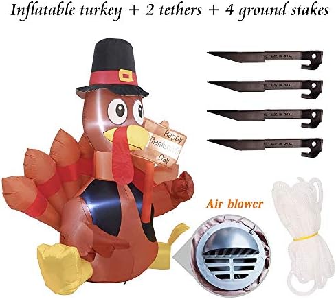 FUNPENY Thanksgiving Decoration Inflatable Turkey, 6FT Lighted Blow up Turkey Happy Thanksgiving Day, Thanksgiving Inflatables with LED Lights Yard Lawn Decor Display Autumn Outdoor Decoration - Image 3