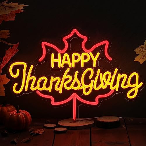 Huquary Happy Thanksgiving Neon Sign Fall Thanksgiving LED Window Lights by Huquary