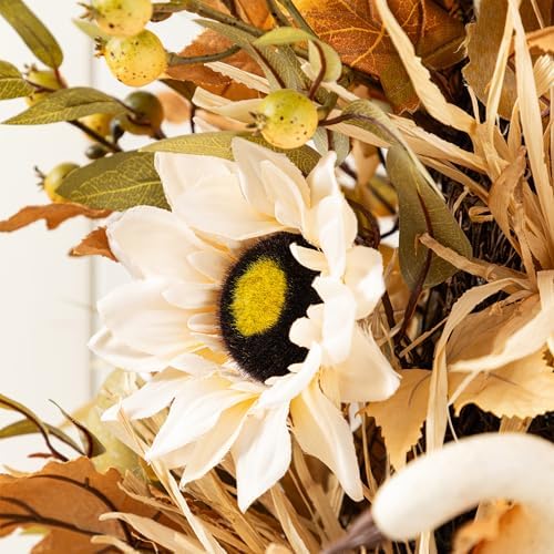 Glitzhome 2 PCS 36”H Fall Porch Tree, Harvest Artificial Porch Tree with Sunflower, Pinecone and Berry Porch & Black Planter, for Autumn Fall Harvest Thanksgiving Christmas Decoration - Image 6