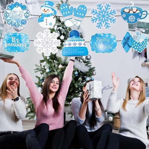 CroBlissful 2 Sets 10 Pcs Christmas Welcome Winter Porch Sign, Blue - Image 4