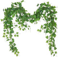 RECUTMS Artificial Ivy Vines Garland 2Pc 6.56Ft Green Grape Leaves Greenery by RECUTMS