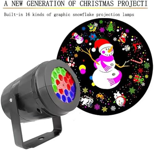 Christmas LED Projection Snowflake Light, 16 Patterns RGB - Image 5
