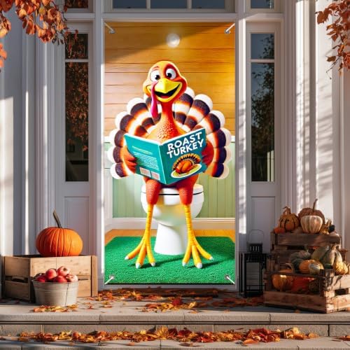 BlissYard Thanksgiving Door Cover Funny Turkey Bathroom 35 x 71 Inch - Image 5