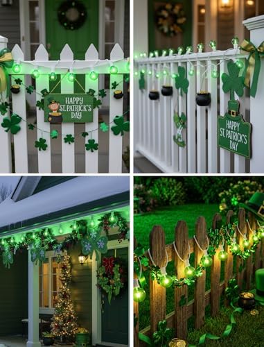 G40 Green St. Patrick’s Day Globe String Lights, 25Ft Outdoor St. Patrick’s Day Decorations Lights with 27 Green Incandescent Bulbs, Hanging Patio Lights Waterproof for Christmas Wedding Party Garden - Image 7