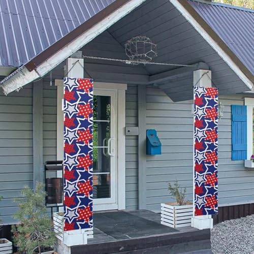 Star American Flag Front Door Hanging Banner Independence Day Summer Porch Sign Hanging Flag Porch Sign for Front Door Outdoor Seasonal Holiday Yard Decor Farmhouse Indoor Wall Backdrop - Image 3