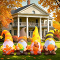 DomKom 8FT Thanksgiving Inflatables Outdoor Decorations, Four Gnomes Fall Blow up Built-in LED Lights for Yard Autumn Holiday Harvest Decor by DomKom