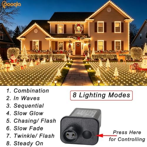 Pooqla Warm White Net Lights, 21x 5ft Christmas Lights Outdoor Clear Wire - Image 2