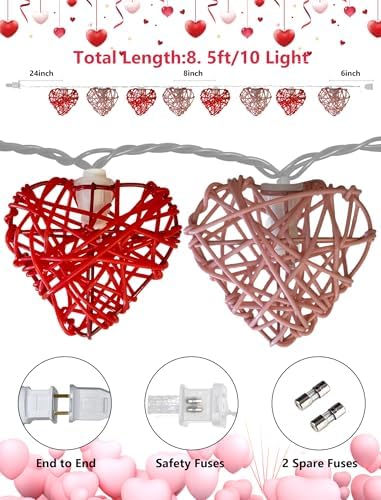 8.5ft Valentine’s Day Heart String Lights Plug in, Valentines Decoration - Image 2