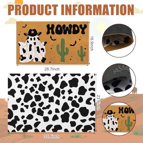 Drydiet 2 Pcs Halloween Layered Doormat Set, Howdy Western Cowboy Ghost Rug - Image 3