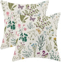 CXMEIFLY Spring Pillow Covers 20 x 20 Inch Set of 2 Vintage Sage Green Teal Wild Flowers Decor Throw Pillows Leaves Plant Outdoor Farmhouse Decorative Cushion Cases for Couch Bed Sofa Decoration by CXMEIFLY