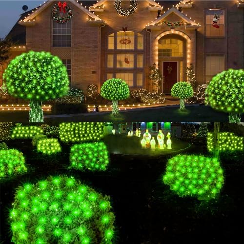 WBao Christmas Lights, 200LED 8.4ft x 5.2ft Net Lights Outdoor Mesh Light with 8 Modes, Timer, UL Certified, End to End Connectable, Waterproof for Lawn, Bushes Outdoor Christmas Decorations, Green - Image 2