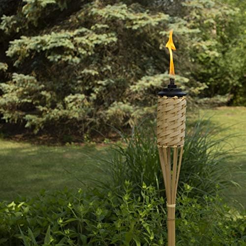 TIKI Bamboo Tiki Torches 12-Pack – Weather-Resistant Outdoor Décor with Easy-Pour Wide-Mouth Canister Refill for Patio, Garden, Backyard, and Parties, 57-Inch Citronella Torches - Image 4