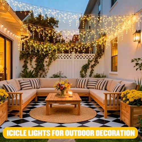 JMEXSUSS Icicle Lights for Outside, 400 LED 38.8FT (Pack of 2) - Image 5