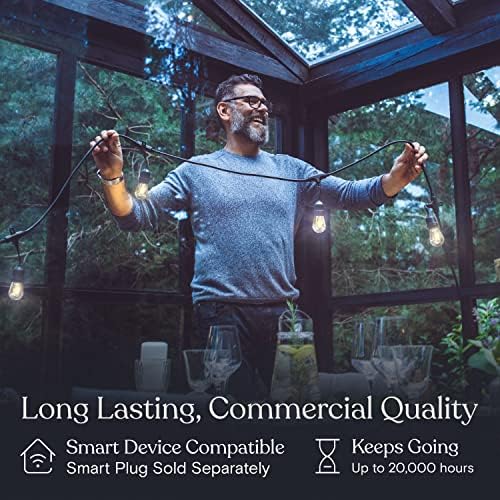 Brightech Ambience Pro - Waterproof LED Outdoor String Lights - 7 Hanging, Dimmable 2W Vintage Edison Bulbs - 24 Ft Commercial Grade Patio Lights Create Cafe Ambience in Your Backyard - Image 6