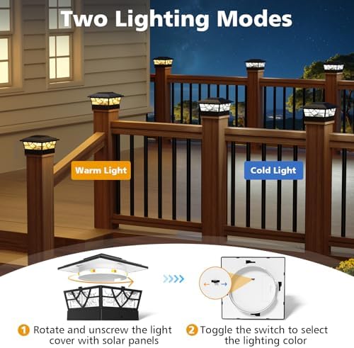 NIORSUN 4x4 Post Solar Lights, Solar Post Lights with 2 Modes, 4 Pack Black - Image 2