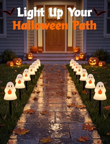 Halloween Ghost Pathway Lights, 4 Pack LED Yard Stake Lights Outdoor Decor - Image 5