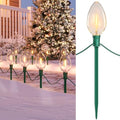 SURAIELEC Jumbo C9 Christmas Lights, 20FT Christmas Pathway Light Outdoor, 10 Warm White Giant LED Bulbs, 10 Ground Stakes for Holiday Yard Lawn Garden Walkway Decorations, UL Listed by SURAIELEC