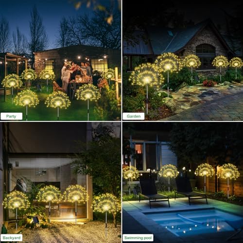 Slyuexu Solar Garden Lights Outdoor Waterproof, 4 Pack Total 480 LED - Image 6